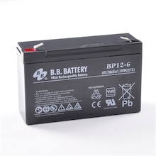 6V 12Ah Batterie au plomb (AGM), B.B. Battery BP12-6, VdS, 151x50x94 mm (Lxlxh), Borne T2 Faston 250 (6,3 mm)