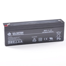 12V 2.3Ah Batterie au plomb (AGM), B.B. Battery BP2.3-12, VdS, 178x34x60 mm (Lxlxh), Borne T1 Faston 187 (4,75 mm)