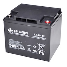 12V 50Ah Batterie au plomb (AGM), B.B. Battery EB50-12, 197x165x171 mm (Lxlxh), Borne I2 (Insert M6)