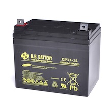 12V 33Ah Batterie au plomb (AGM), B.B. Battery EP33-12, 195x129x155 mm (Lxlxh), Borne B7 (Vis écrou M6)
