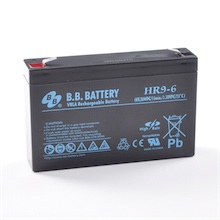 6V 9Ah Batterie au plomb (AGM), B.B. Battery HR9-6, 151x34x94 mm (Lxlxh), Borne T2 Faston 250 (6,3 mm)
