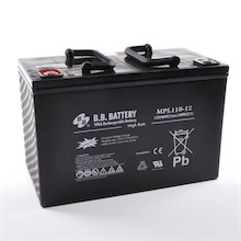 12V 110Ah Batterie au plomb (AGM), B.B. Battery MPL110-12 H, 330x173x212 mm (Lxlxh), Borne I2 (Insert M6)