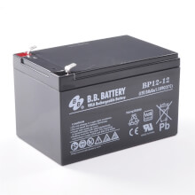 12V 12Ah Batterie au plomb (AGM), B.B. Battery BP12-12, VdS, 151x98x94 mm (Lxlxh), Borne T2 Faston 250 (6,3 mm)