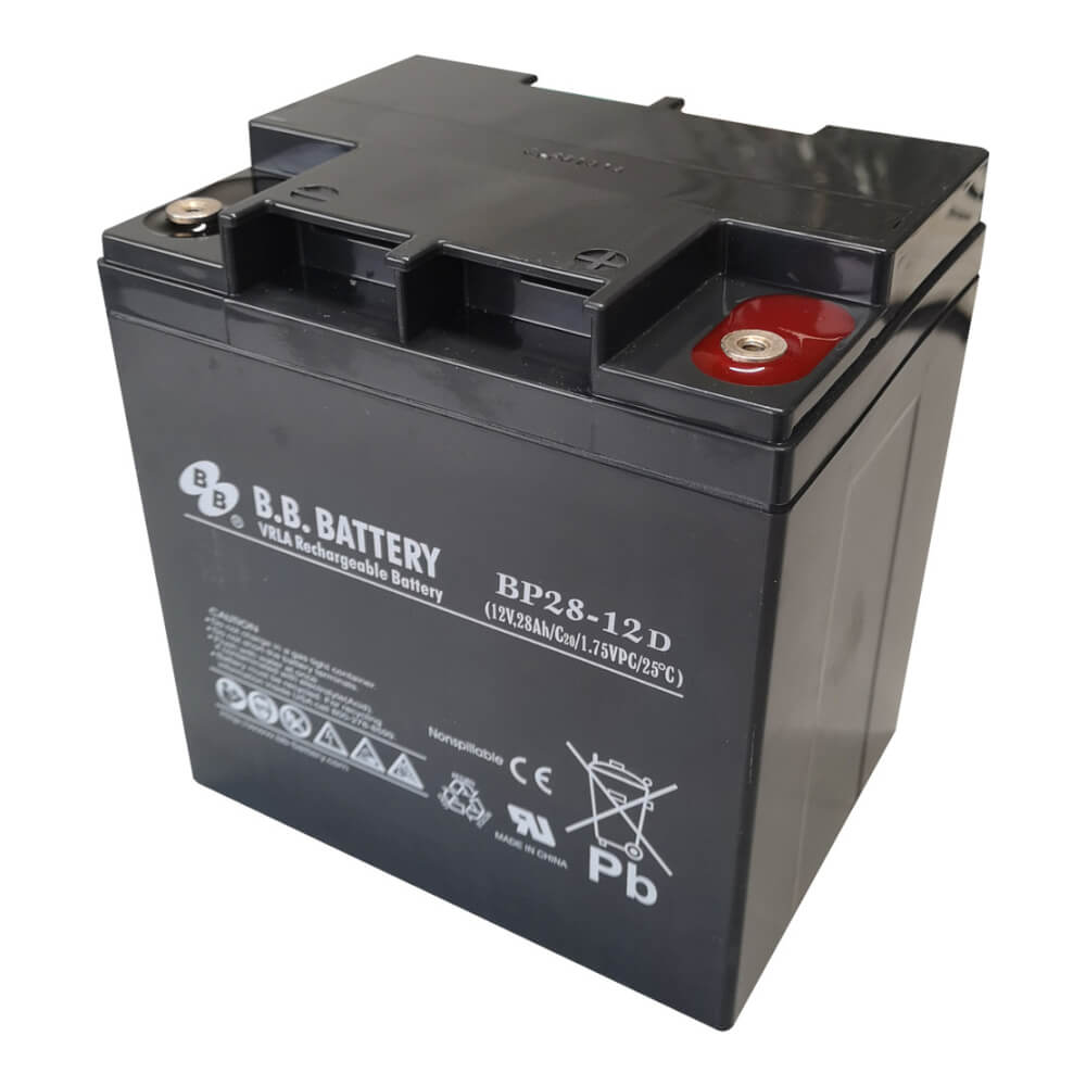 12V 28Ah Batterie au plomb (AGM), B.B. Battery BP28-12D, 165x125x175 mm  (Lxlxh), Borne I1 (Insert