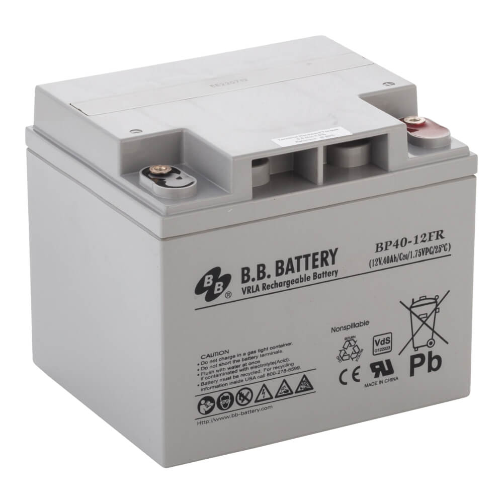 12V 40Ah Batterie au plomb (AGM), B.B. Battery BP40-12FR, VdS,  difficilement inflammable, remplace e.a. Panasonic