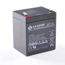 12V 5Ah Batterie au plomb (AGM), B.B. Battery BP5-12, 90x70x102 mm (Lxlxh), Borne T2 Faston 250 (6,3 mm)
