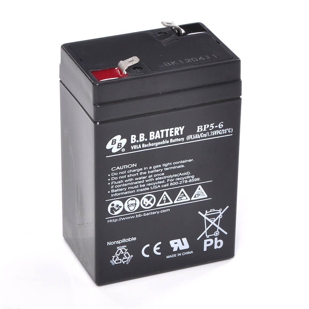 6V 5Ah Batterie au plomb (AGM), B.B. Battery BP5-6, 70x48x102 mm