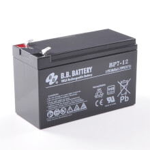 12V 7Ah Batterie au plomb (AGM), B.B. Battery BP7-12, VdS, 151x65x93 mm (Lxlxh), Borne T2 Faston 250 (6,3 mm)