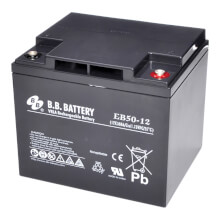 12V 50Ah Batterie au plomb (AGM), B.B. Battery EB50-12, 197x165x171 mm (Lxlxh), Borne I2 (Insert M6)