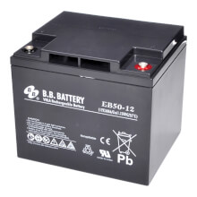 12V 50Ah Batterie au plomb (AGM), B.B. Battery EB50-12, 197x165x171 mm (Lxlxh), Borne I2 (Insert M6)