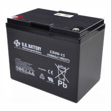 12V 80Ah Batterie au plomb (AGM), B.B. Battery EB80-12, 260x168x209 mm (Lxlxh), Borne I2 (Insert M6)