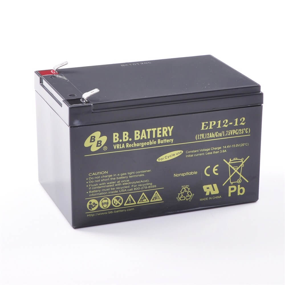 12V 12Ah Batterie au plomb (AGM), B.B. Battery EP12-12, 151x98x94 mm  (Lxlxh), Borne T2 Faston