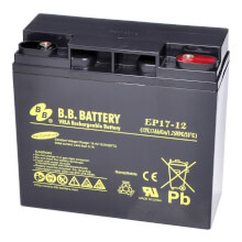 12V 17Ah Batterie au plomb (AGM), B.B. Battery EP17-12, 181x76x166 mm (Lxlxh), Borne I1 (Insert M5)