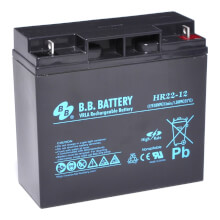 12V 22Ah Batterie au plomb (AGM), B.B. Battery HR22-12, 181x76x166 mm (Lxlxh), Borne B1 (Vis crou M5)