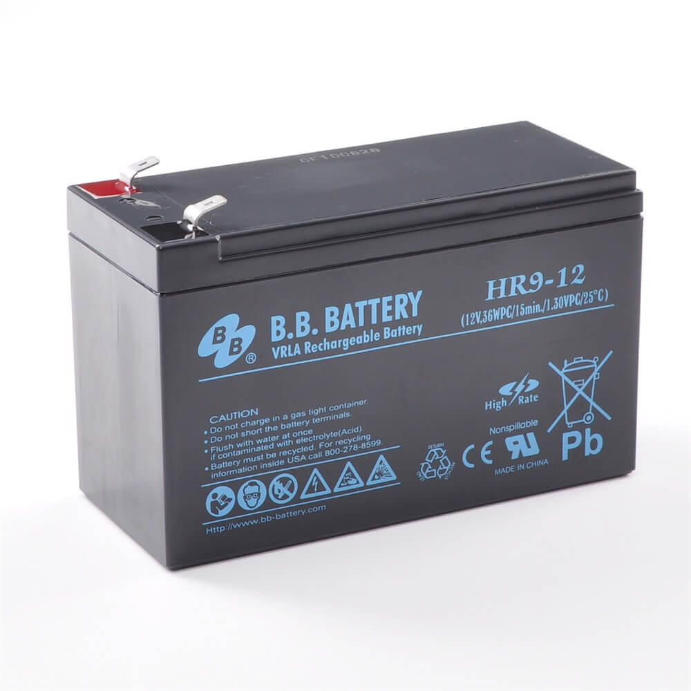 12V 9Ah Batterie au plomb (AGM), B.B. Battery HR9-12, 151x65x94 mm (Lxlxh),  Borne T2 Faston