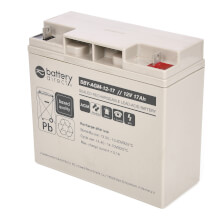 12V 17Ah batterie Stand-by au plomb, battery-direct SBY-AGM-12-17, 181x77x167 mm (Lxlxh), Borne B1 (Vis crou M5)