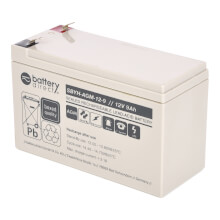 12V 9Ah Batterie au plomb, battery-direct SBYH-AGM-12-9, 151x65x94 mm (Lxlxh), Borne T2 Faston 250 (6,3 mm)