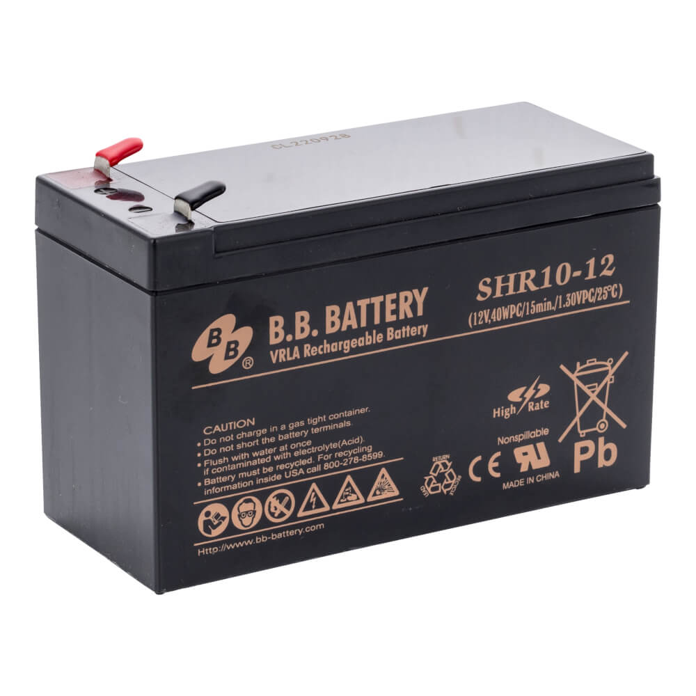12V 10Ah Batterie au plomb (AGM), B.B. Battery SHR10-12, 151x65x94 mm  (Lxlxh), Borne T2 Faston
