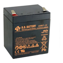 12V 7Ah Batterie au plomb (AGM), B.B. Battery SHR7-12, 90x70x102 (lxbxh), Borne T2 Faston 250 (6,3 mm)